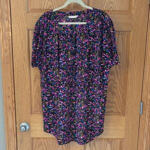 Rebecca Taylor Multicolor Floral Silk Shirt Dress